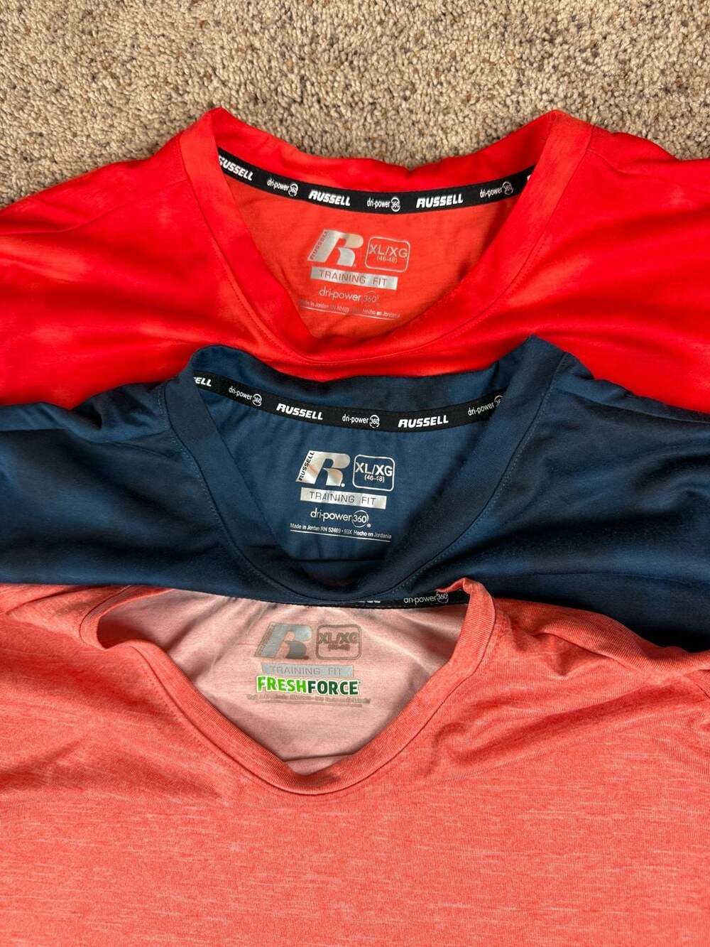 Lot of 3 Russell Athletic Dri-Power Training T-Shirts Size XL - Picture 2 of 4